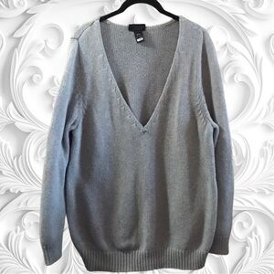 Lane Bryant Grey Deep V-Neck Sweater Size 18/20